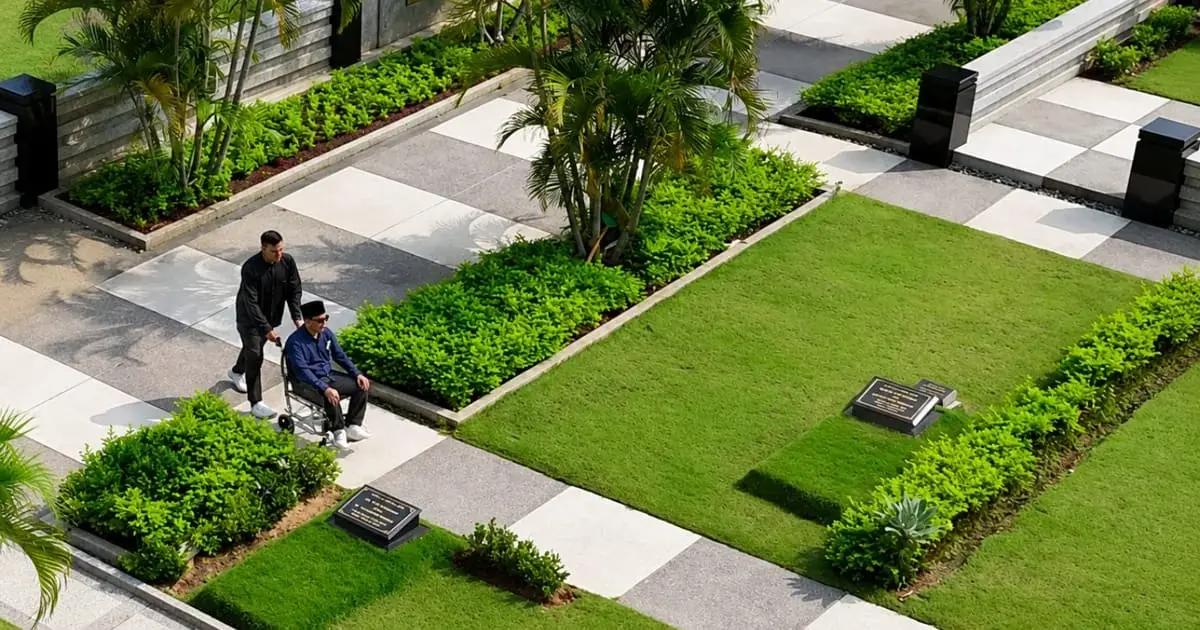 Walkway yang nyaman untuk pengguna kursi roda di Al Azhar Memorial Garden