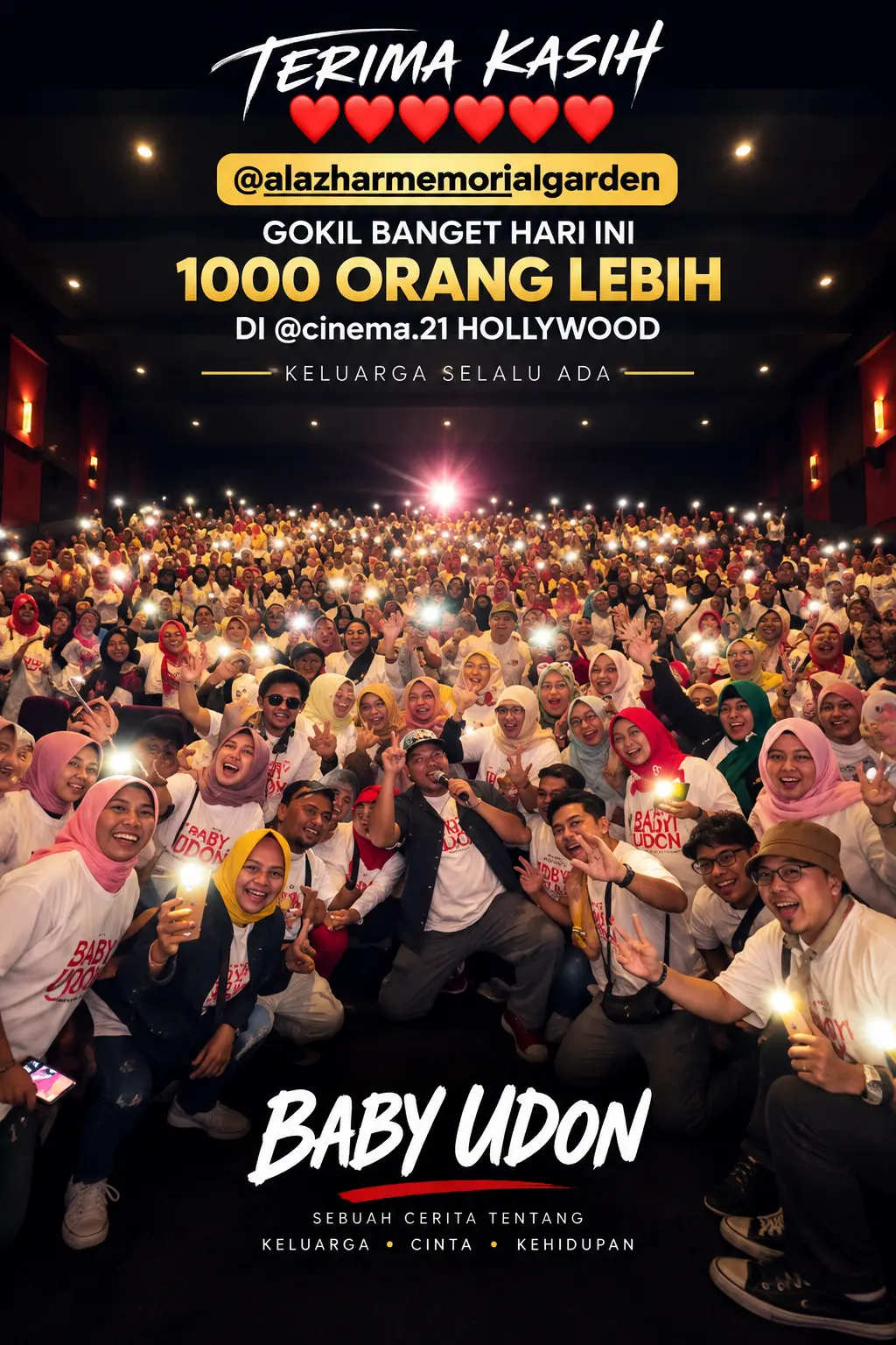 Lebih dari 1.000 peserta keluarga besar Al Azhar Memorial Garden dalam nobar Baby Udon di Hollywood XXI Jakarta