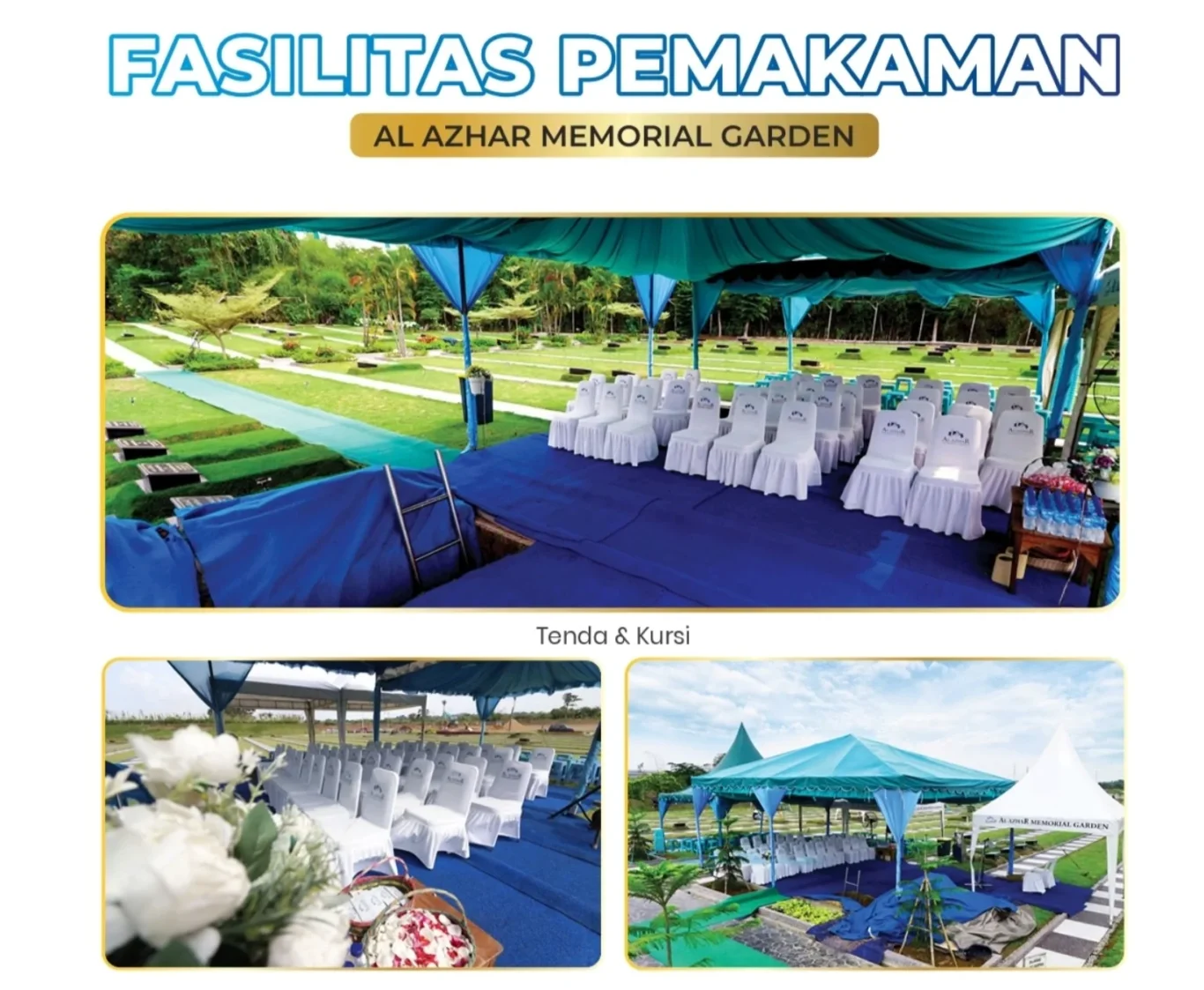Fasilitas tenda dan kursi untuk prosesi pemakaman Al Azhar Memorial Garden Karawang
