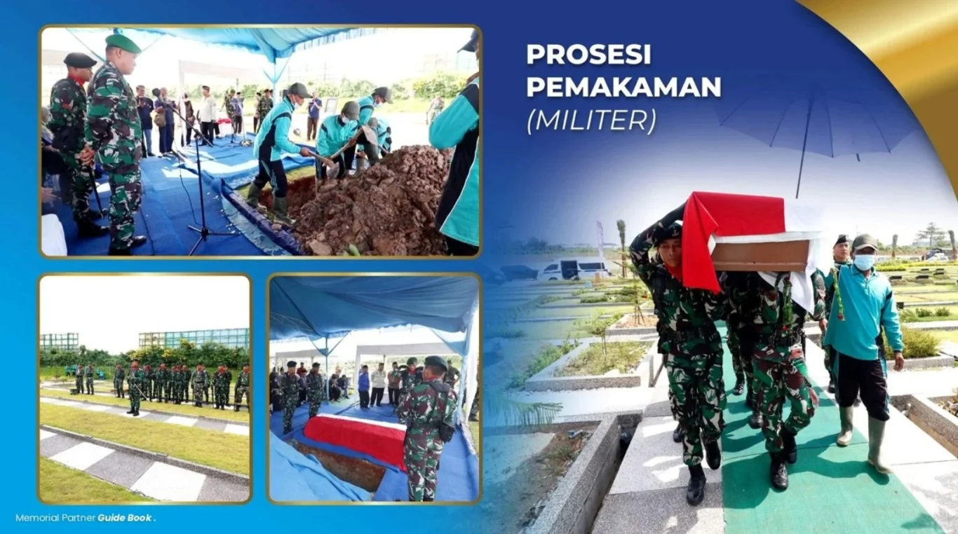 Dokumentasi prosesi pemakaman militer di Al Azhar Memorial Garden