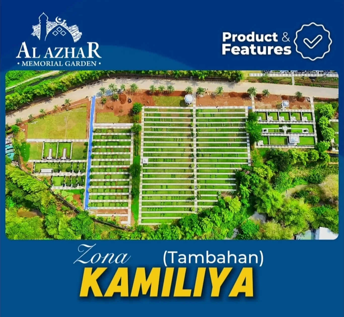 Foto udara asli Zona Kamiiliyaa Al Azhar Memorial Garden Karawang