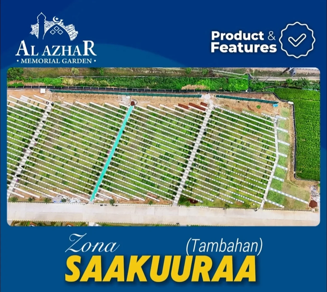 Foto udara asli Zona Saakuuraa Al Azhar Memorial Garden Karawang