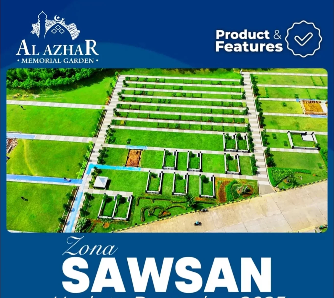 Foto udara asli Zona Sawsan Al Azhar Memorial Garden